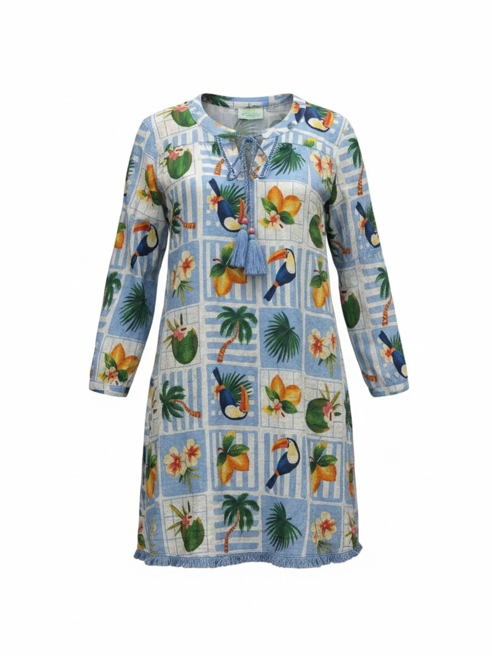 Beach Cover-up True Destinations Resort Wear Tropical Print 100% Cotton Size: M